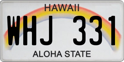 HI license plate WHJ331