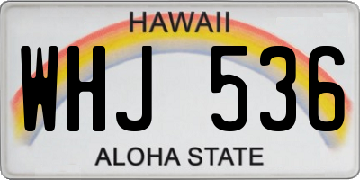HI license plate WHJ536