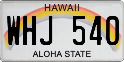 HI license plate WHJ540
