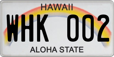 HI license plate WHK002