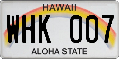 HI license plate WHK007