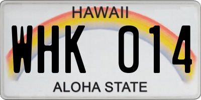 HI license plate WHK014
