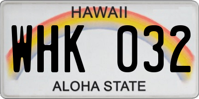 HI license plate WHK032