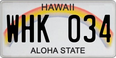 HI license plate WHK034