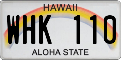 HI license plate WHK110