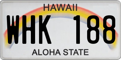 HI license plate WHK188