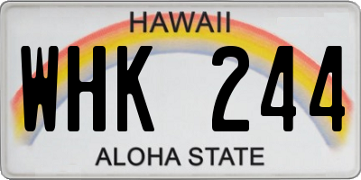 HI license plate WHK244