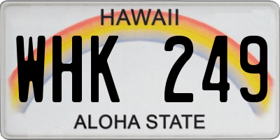 HI license plate WHK249