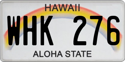 HI license plate WHK276