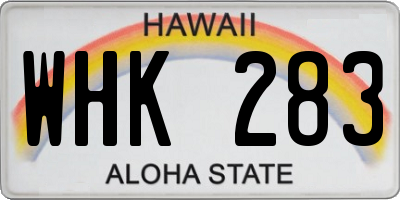 HI license plate WHK283