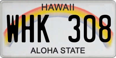 HI license plate WHK308