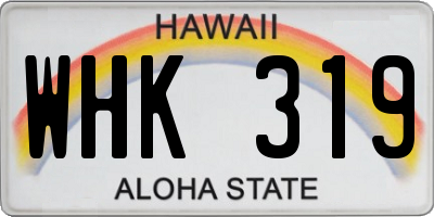 HI license plate WHK319