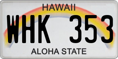 HI license plate WHK353