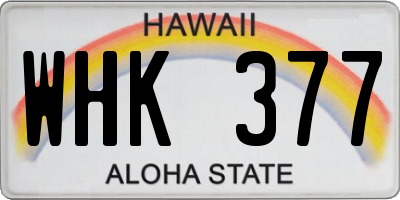 HI license plate WHK377
