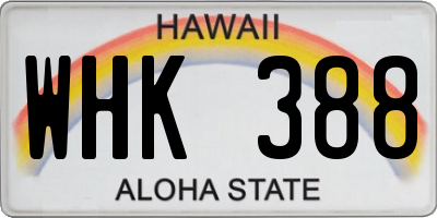 HI license plate WHK388