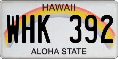 HI license plate WHK392
