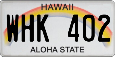 HI license plate WHK402