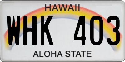 HI license plate WHK403