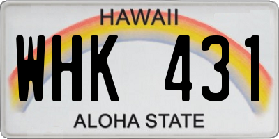HI license plate WHK431