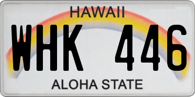 HI license plate WHK446