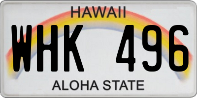 HI license plate WHK496