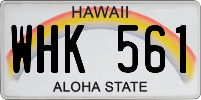 HI license plate WHK561