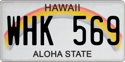 HI license plate WHK569