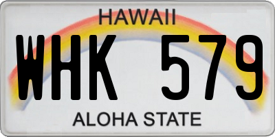 HI license plate WHK579