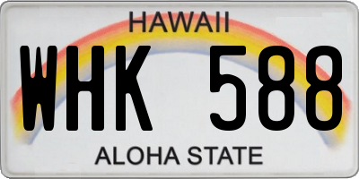 HI license plate WHK588