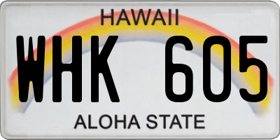 HI license plate WHK605