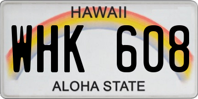 HI license plate WHK608