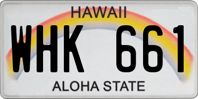 HI license plate WHK661
