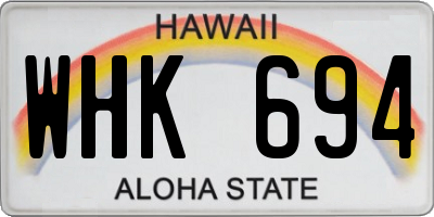 HI license plate WHK694