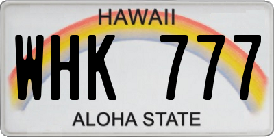 HI license plate WHK777