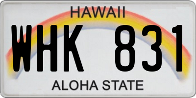 HI license plate WHK831