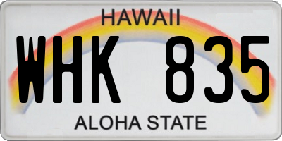 HI license plate WHK835
