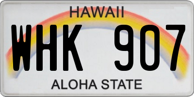 HI license plate WHK907