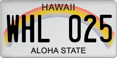 HI license plate WHL025