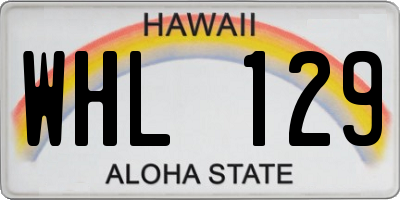 HI license plate WHL129