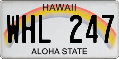 HI license plate WHL247