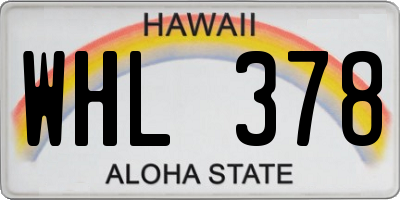 HI license plate WHL378