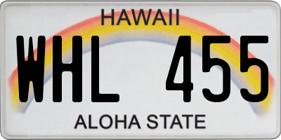 HI license plate WHL455