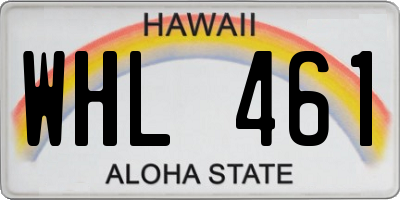 HI license plate WHL461