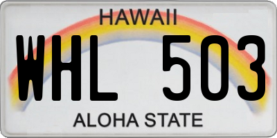 HI license plate WHL503