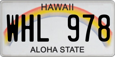 HI license plate WHL978