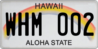 HI license plate WHM002