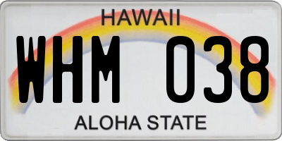 HI license plate WHM038
