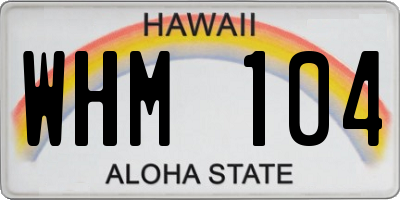 HI license plate WHM104