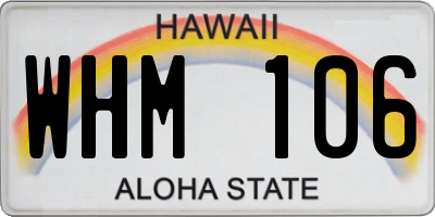 HI license plate WHM106