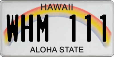 HI license plate WHM111